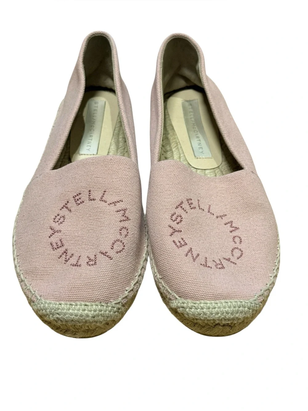 Stella McCartney Selene Logo Canvas Espadrille Flats Pink US 8